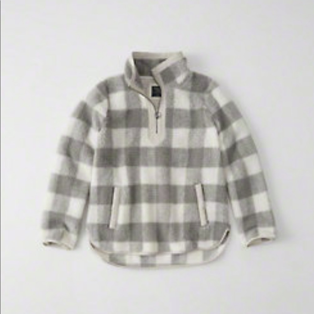 Abercrombie & Fitch Sherpa half-zip pullover grey
